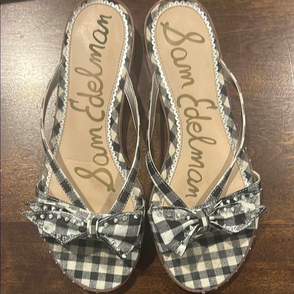 Sam Edelman Women's Black and White Checkered Sandals